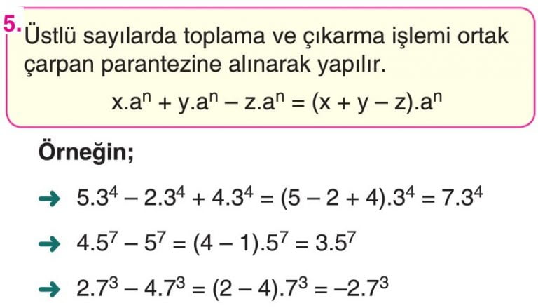 Üslü İfadeler Ve Denklemler Konu Anlatımı Soruları Çözümleri 9 Sınıf