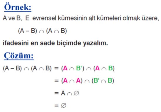 kumeler 9 sinif konu anlatimi ders notu ozet matematik