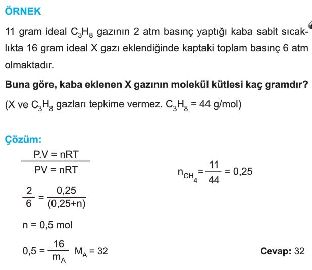 Ideal Gaz Yasasi Sorulari Cozumleri Ornek 15