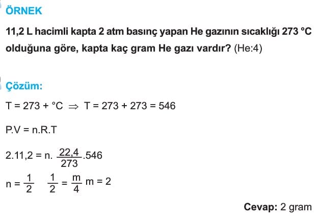 Ideal Gaz Yasasi Sorulari Cozumleri Ornek 2