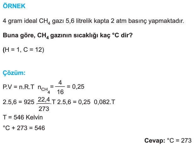 Ideal Gaz Yasasi Sorulari Cozumleri Ornek 3