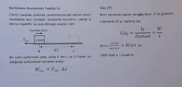 Sürtünme Kuvvetinin Yaptığı İş video konu anlatımı 11. sınıf fizik içeriğine ait görsel