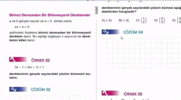 9. sınıf Birinci Dereceden Bir Bilinmeyenli Denklemler İsabet Akademi Video içeriğine ait görsel