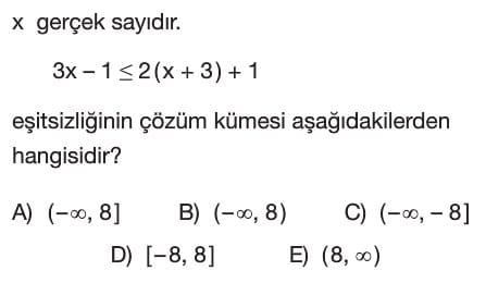 9 Sinif Birinci Dereceden Bir Bilinmeyenli Esitsizlikler Test Sorulari Cozumleri