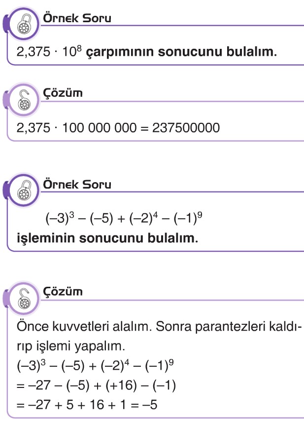 Tam Sayilarin Kuvveti 7 Sinif Konu Anlatimi Testleri Sorulari Coz