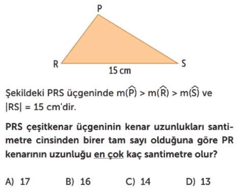 8. Sınıf Üçgenler Test Çöz, Çözümlü Sorular Lgs Matematik