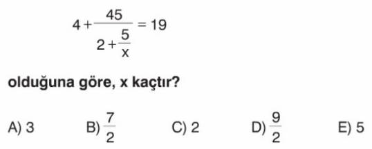 9. Sınıf Birinci Dereceden Bir Bilinmeyenli Denklemler Test Soruları ...