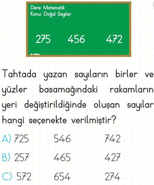 Doğal Sayılar Test Çöz 3. Sınıf Matemat,k Yeni Nesil Sorular