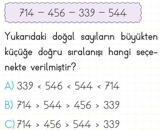 Doğal Sayılar Test Çöz 3. Sınıf Matemat,k Yeni Nesil Sorular