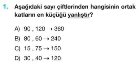 Çarpanlar Ve Katlar Test Çöz 6. Sınıf Matematik Çözümlü Sorular