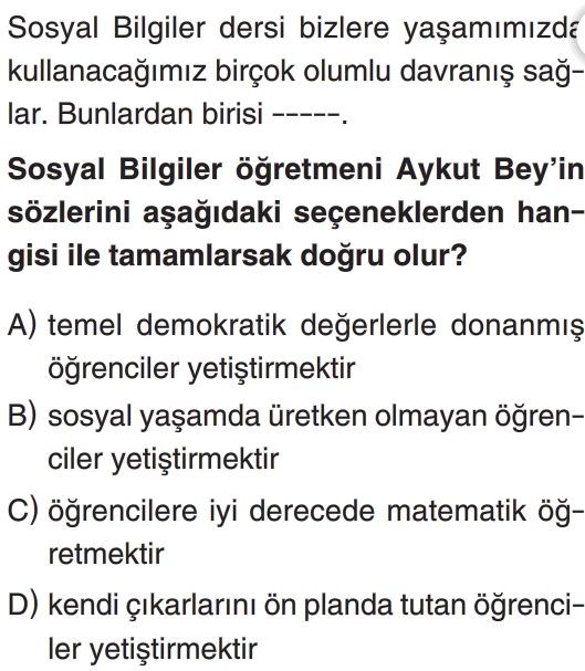 Birey Ve Toplum Test Çöz 5. Sınıf Sosyal Bilgiler Yeni Nesil Sorular