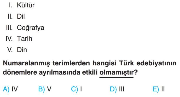 Türk Edebiyatının Tarihi Dönemleri Test Çöz 10. Sınıf Yeni Nesil