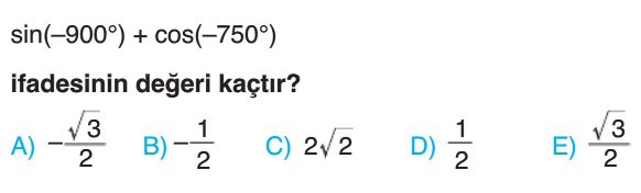 Trigonometrik Fonksiyonlar Test Çöz 11. Sınıf Matematik Yeni Nesil