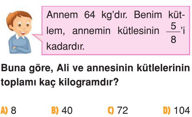 Kesrin Belirtilen Kadar Kısmını Bulma Test Çöz 4. Sınıf Matematik Testleri