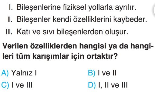 Karışımlar Ve Karışımların Ayrılması Test Çöz 7. Sınıf Fen Bilimleri ...