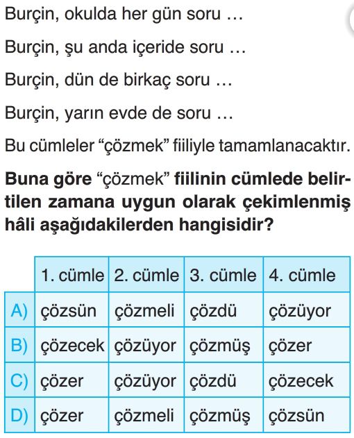 Fiiller (Eylemler) Test Çöz 7. Sınıf Türkçe Yeni Nesil Sorular Çözümlü